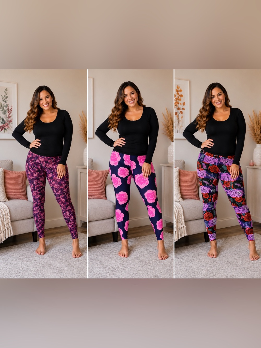 LulaRoe Tall & Curvy (TC) Floral Leggings Bundle of 3 | Fits Sizes 14–26 | EUC
